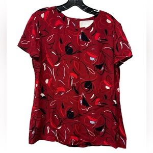 Hugo Boss size 8 blouse red pattern